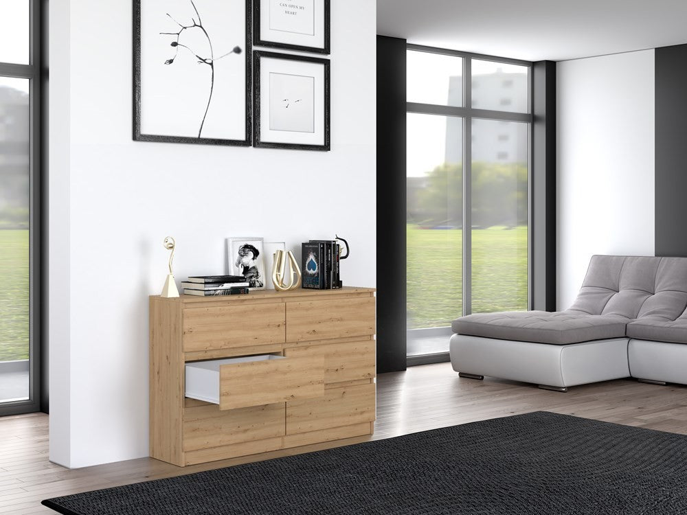 Commode IRINA 6 tiroirs 120 x75 x 30 cm Bois