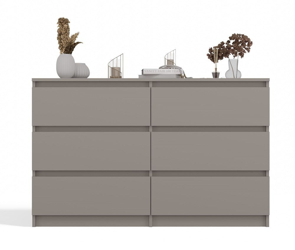 Commode IRINA 6 tiroirs 120 x75 x 30 cm Marron clair