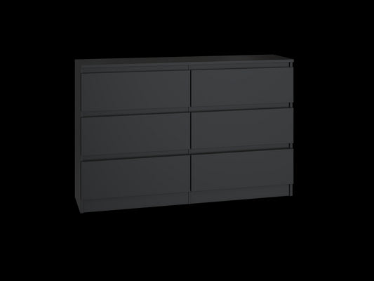 Commode IRINA 6 tiroirs 120 x75 x 30 cm Noir