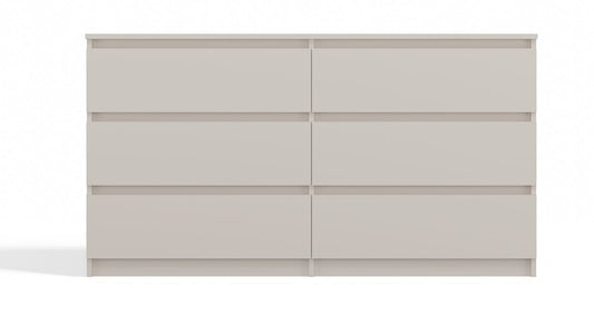 Commode IRINA 6 tiroirs 138 x75 x 40 cm Beige clair
