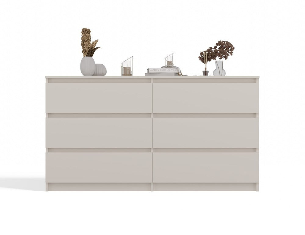 Commode IRINA 6 tiroirs 138 x75 x 40 cm Beige clair
