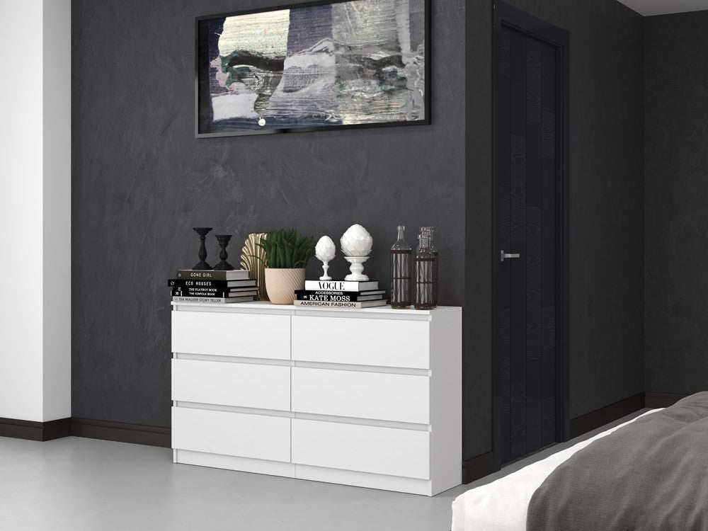 Commode IRINA 6 tiroirs 138 x75 x 40 cm Blanche