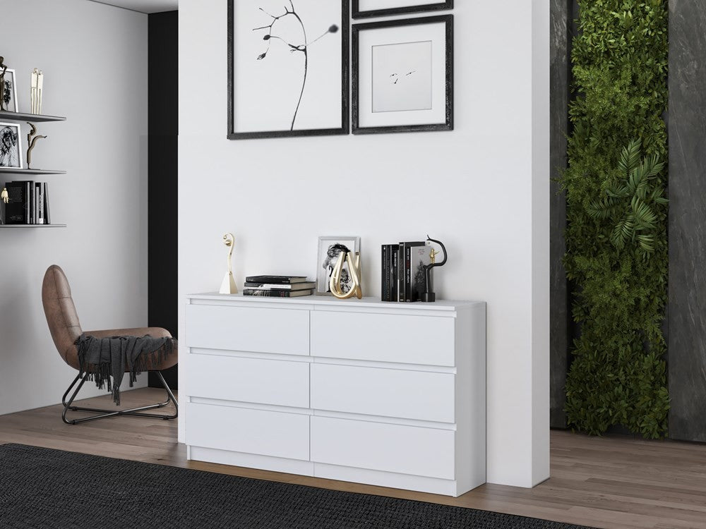 Commode IRINA 6 tiroirs 138 x75 x 40 cm Blanche