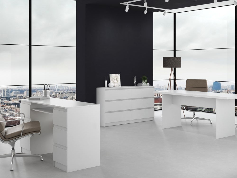 Commode IRINA 6 tiroirs 138 x75 x 40 cm Blanche