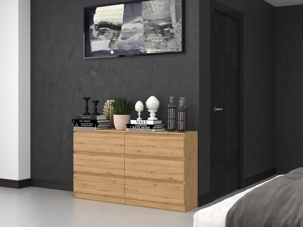 Commode IRINA 6 tiroirs 138 x75 x 40 cm Bois
