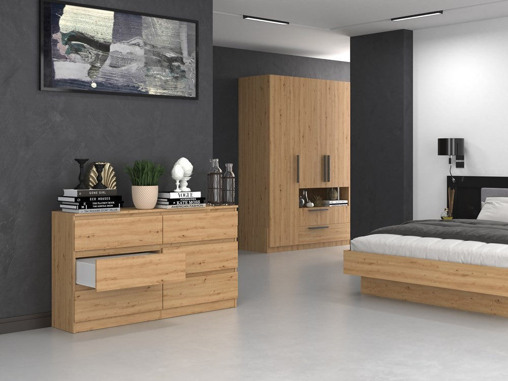 Commode IRINA 6 tiroirs 138 x75 x 40 cm Bois