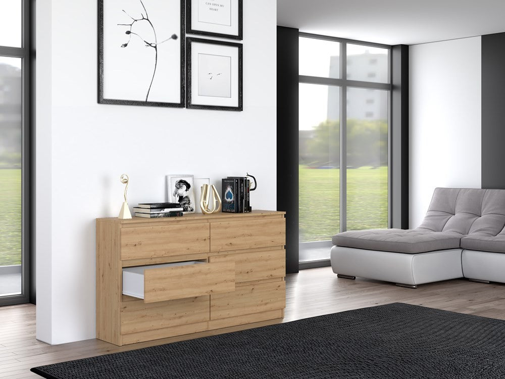 Commode IRINA 6 tiroirs 138 x75 x 40 cm Bois