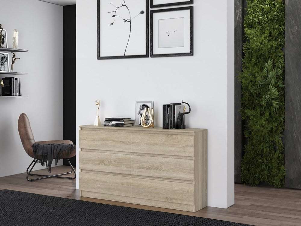 Commode IRINA 6 tiroirs 138 x75 x 40 cm Bois