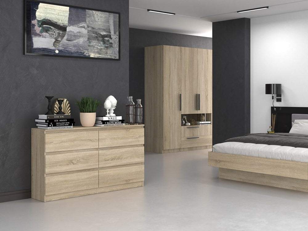 Commode IRINA 6 tiroirs 138 x75 x 40 cm Bois