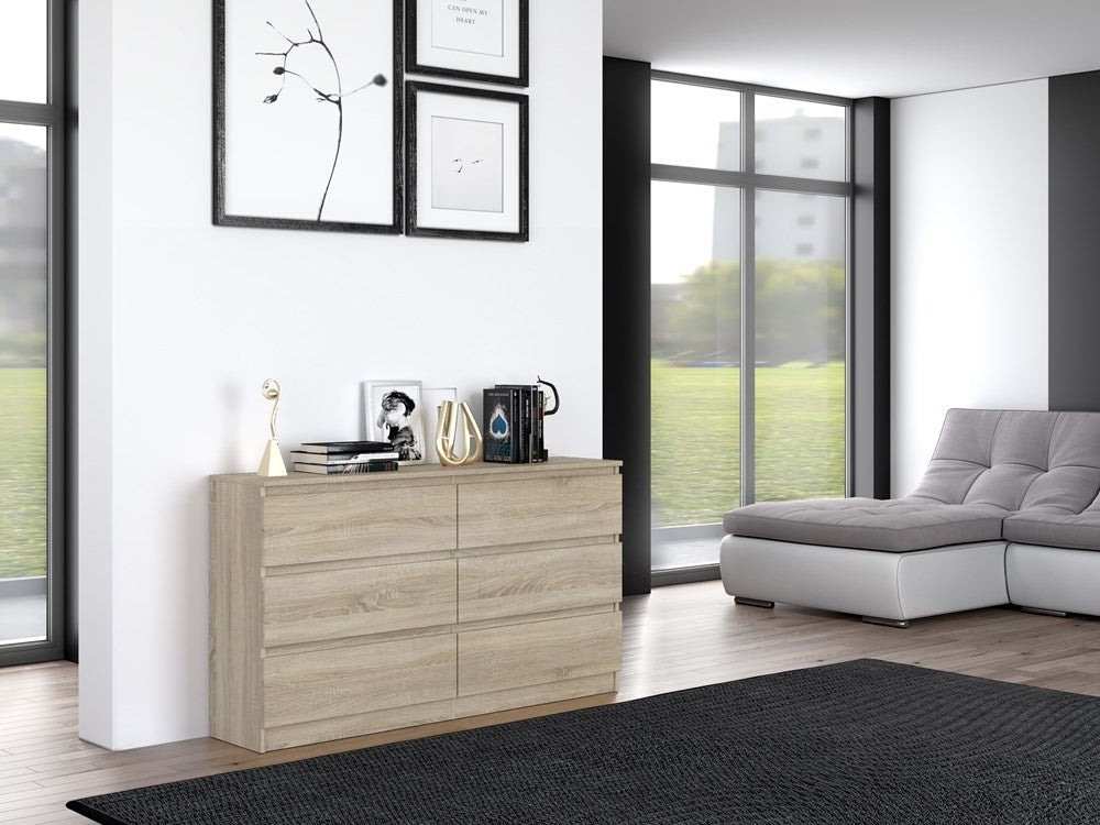 Commode IRINA 6 tiroirs 138 x75 x 40 cm Bois