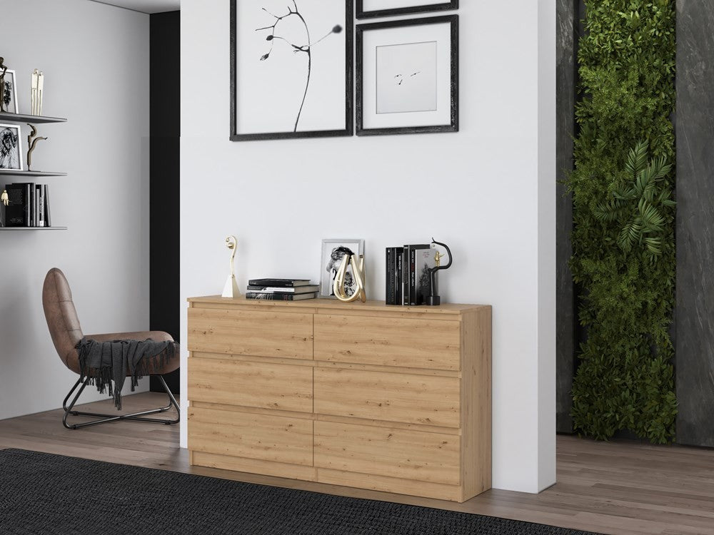 Commode IRINA 6 tiroirs 138 x75 x 40 cm Bois