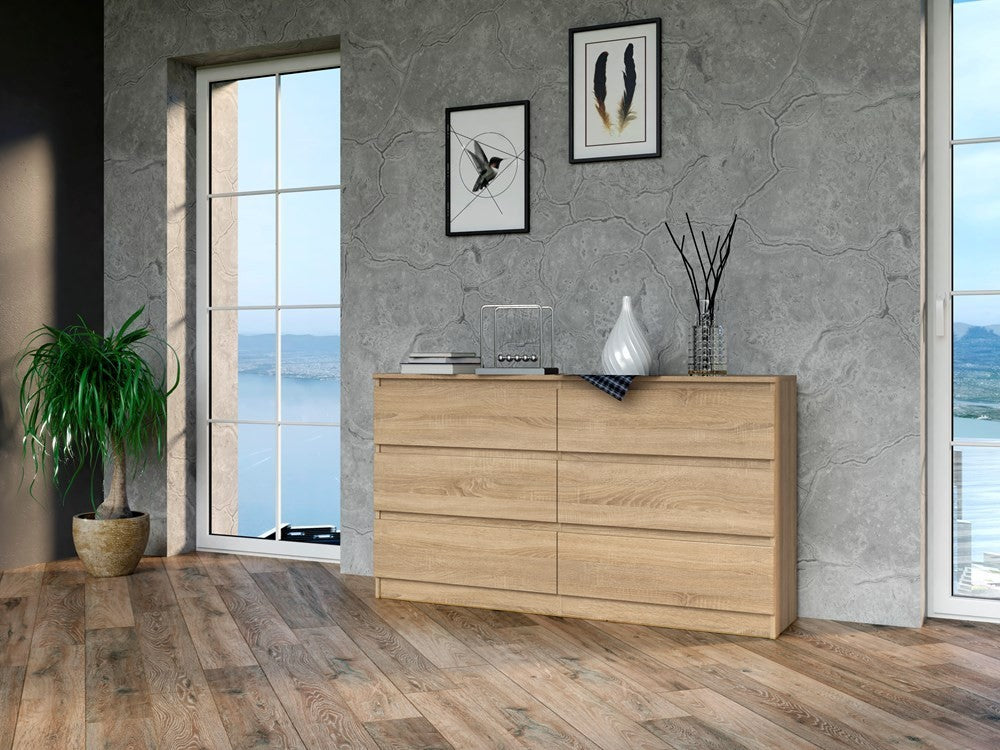 Commode IRINA 6 tiroirs 138 x75 x 40 cm Bois