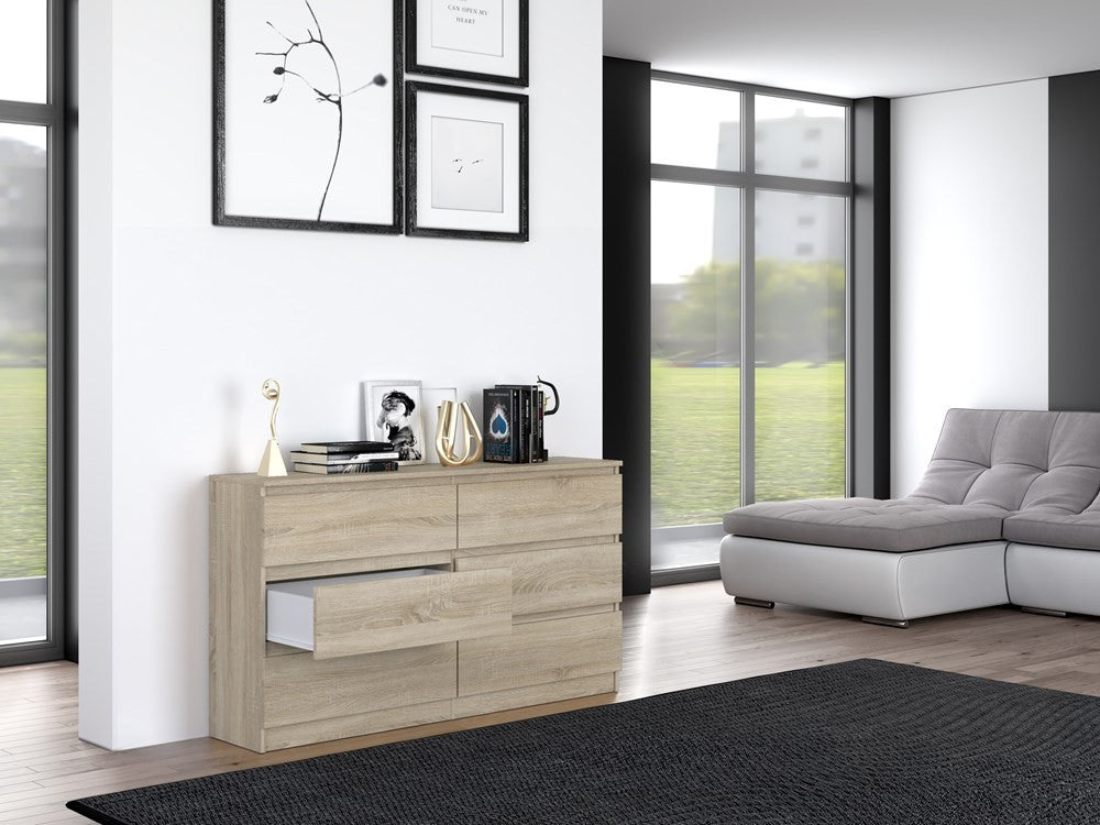Commode IRINA 6 tiroirs 138 x75 x 40 cm Bois