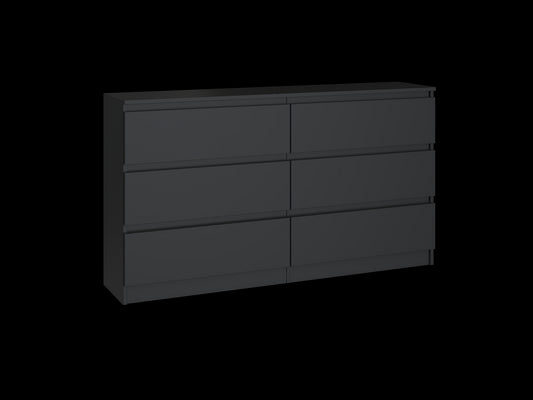 Commode IRINA 6 tiroirs 138 x75 x 40 cm Noir