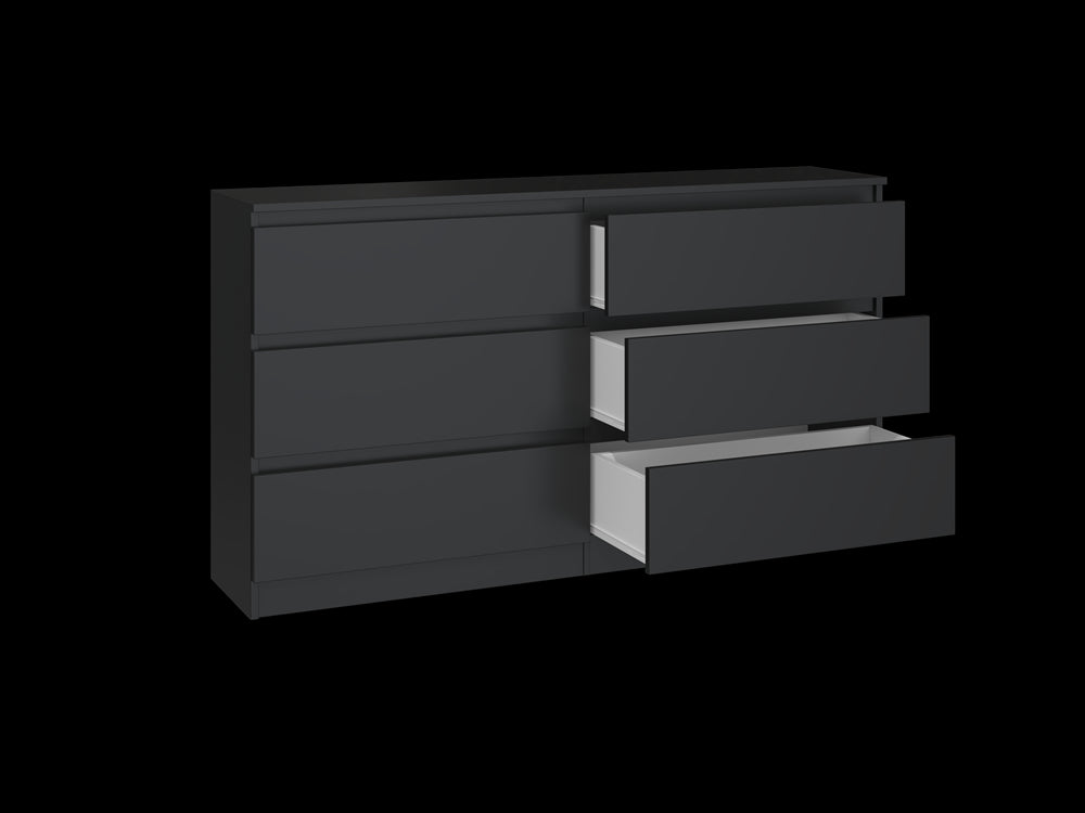 Commode IRINA 6 tiroirs 138 x75 x 40 cm Noir