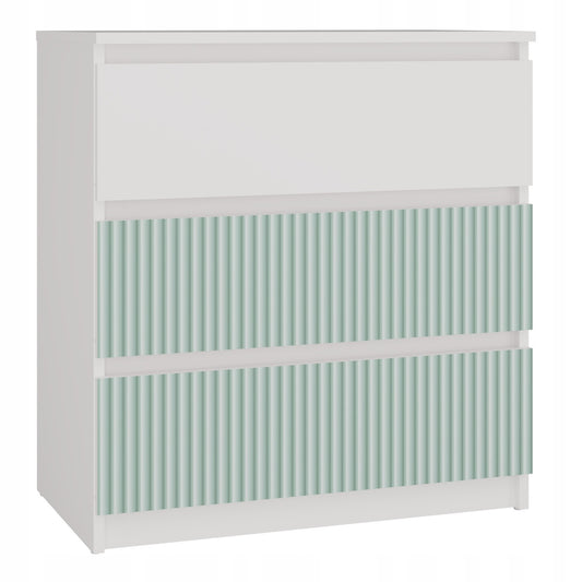 Commode 3 tiroirs 75x40x70 cm blanche verte