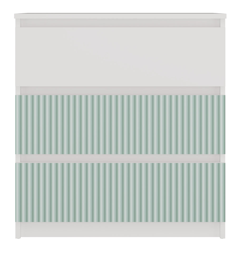 Commode 3 tiroirs 75x40x70 cm blanche verte
