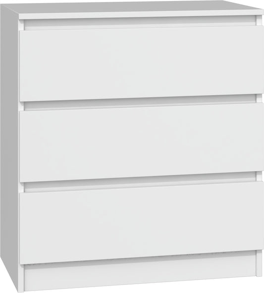 Commode 3 tiroirs 75x40x70 cm blanche