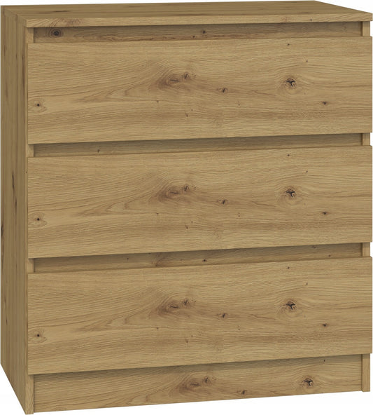 Commode 3 tiroirs 75x40x70 cm bois artissan