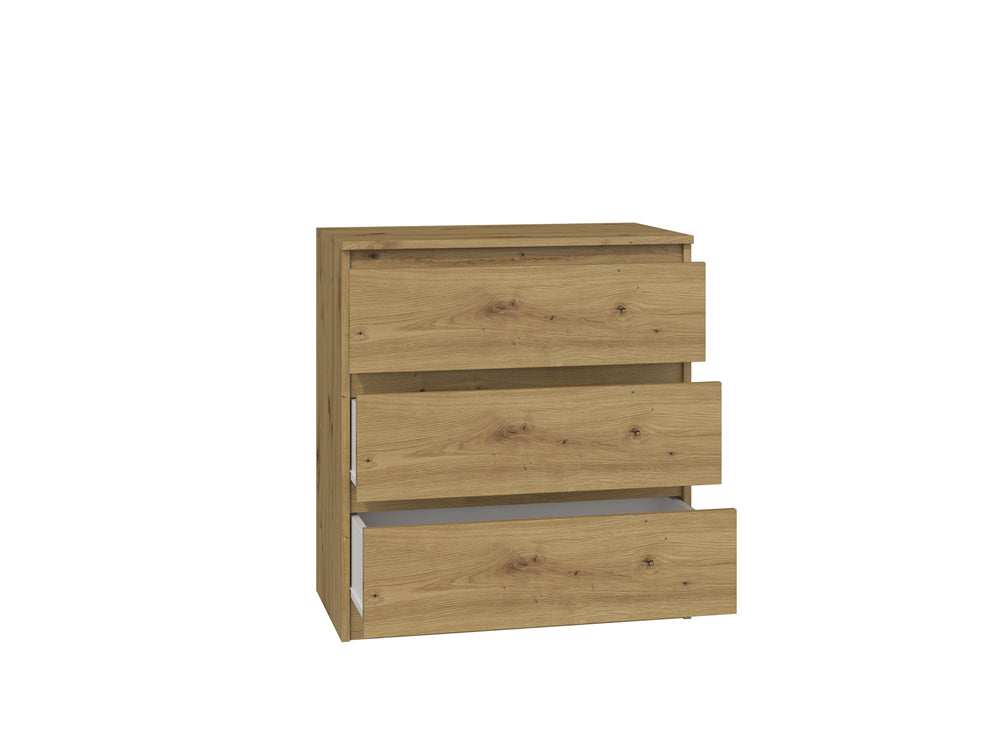 Commode 3 tiroirs 75x40x70 cm bois artissan