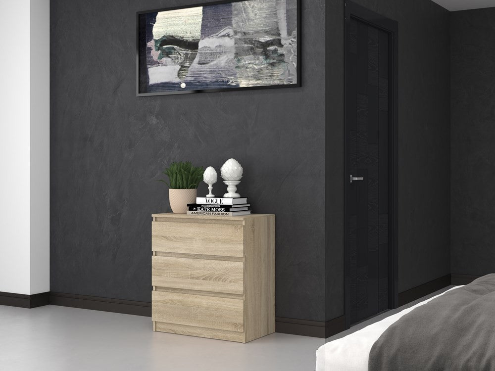 Commode 3 tiroirs 75x40x70 cm bois clair