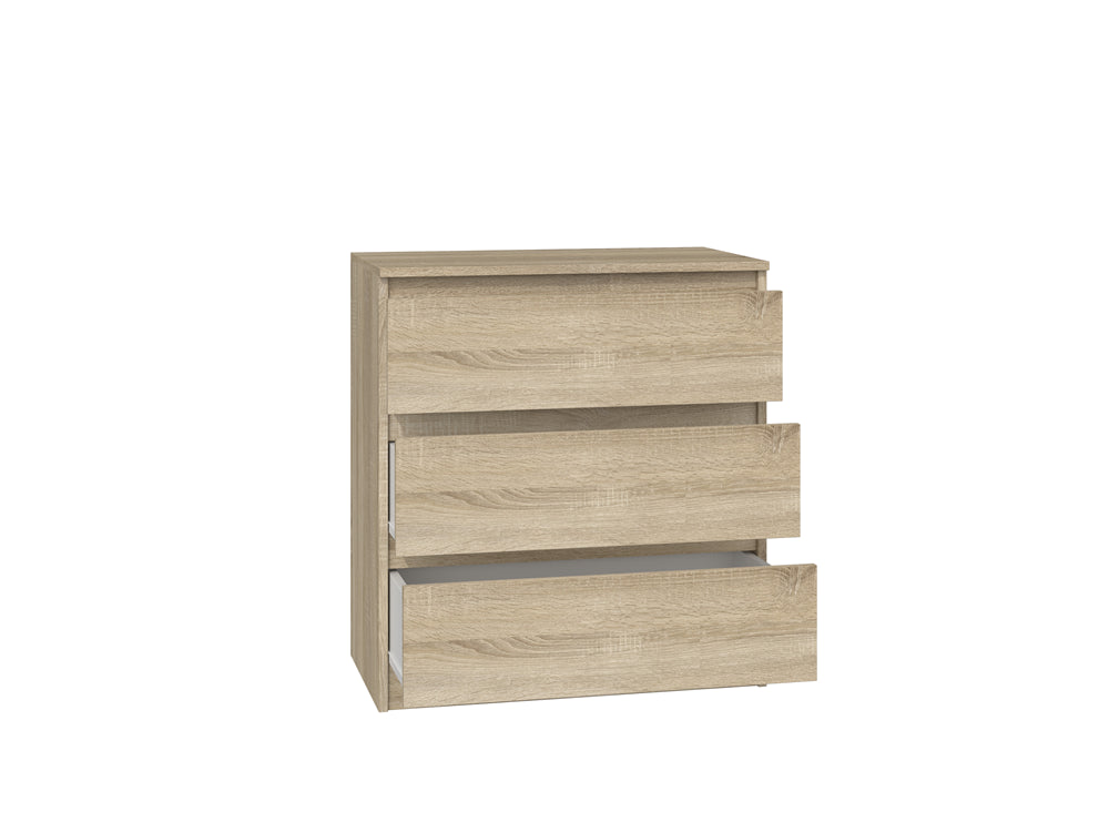 Commode 3 tiroirs 75x40x70 cm bois clair