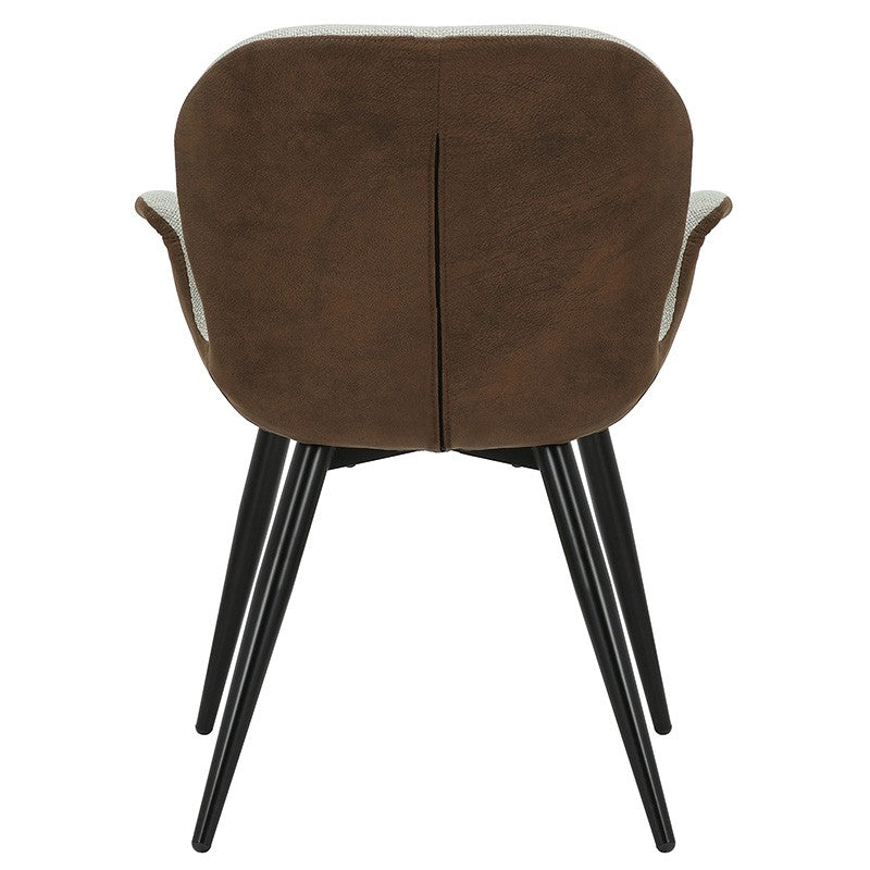Fauteuil Danielle tissu beige marron - pied noir
