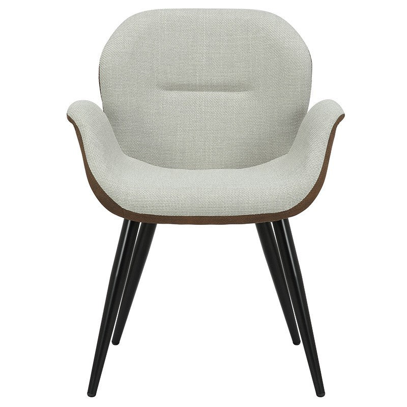 Fauteuil Danielle tissu beige marron - pied noir