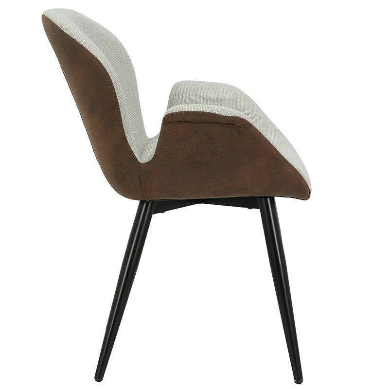 Fauteuil Danielle tissu beige marron - pied noir