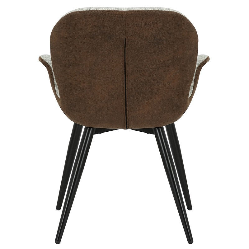 Fauteuil Danielle tissu beige marron - pied noir