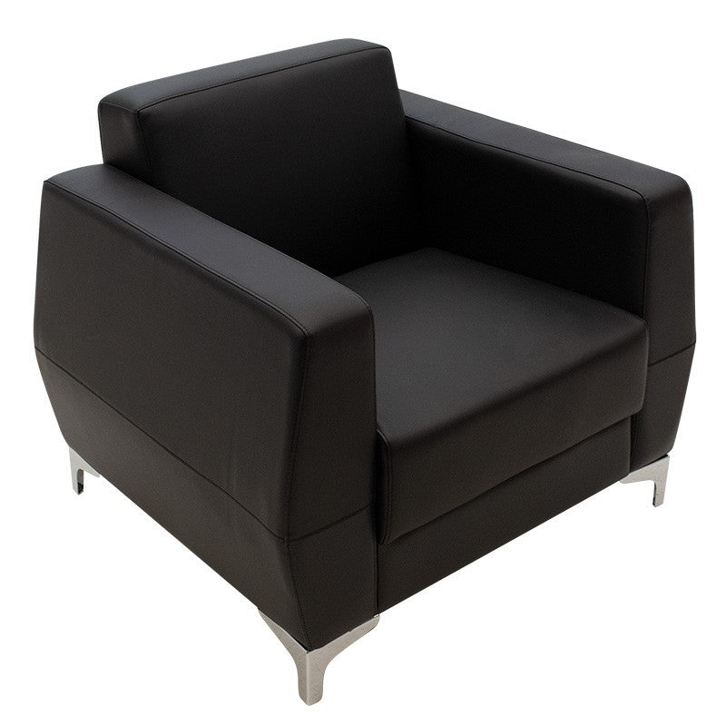 Fauteuil Dermis simili cuir noir 88x75x75cm