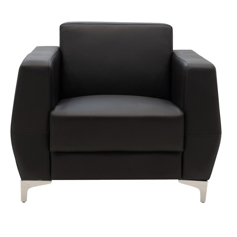 Fauteuil Dermis simili cuir noir 88x75x75cm