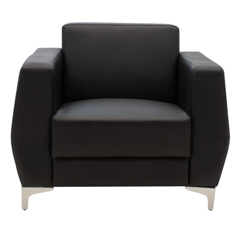 Fauteuil Dermis simili cuir noir 88x75x75cm
