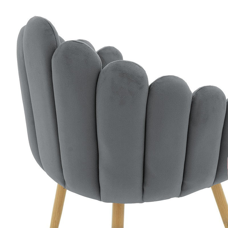 Fauteuil Briella pieds métal naturel-velours couleur gris
