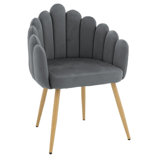 Fauteuil Briella pieds métal naturel-velours couleur gris