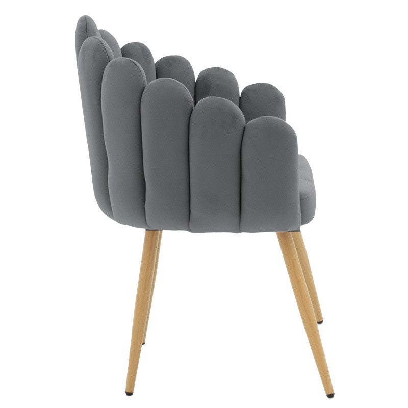 Fauteuil Briella pieds métal naturel-velours couleur gris
