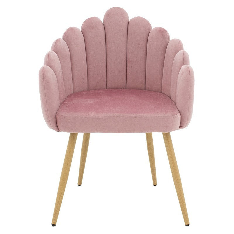 Fauteuil Briella pieds métal naturel-velours couleur Rose