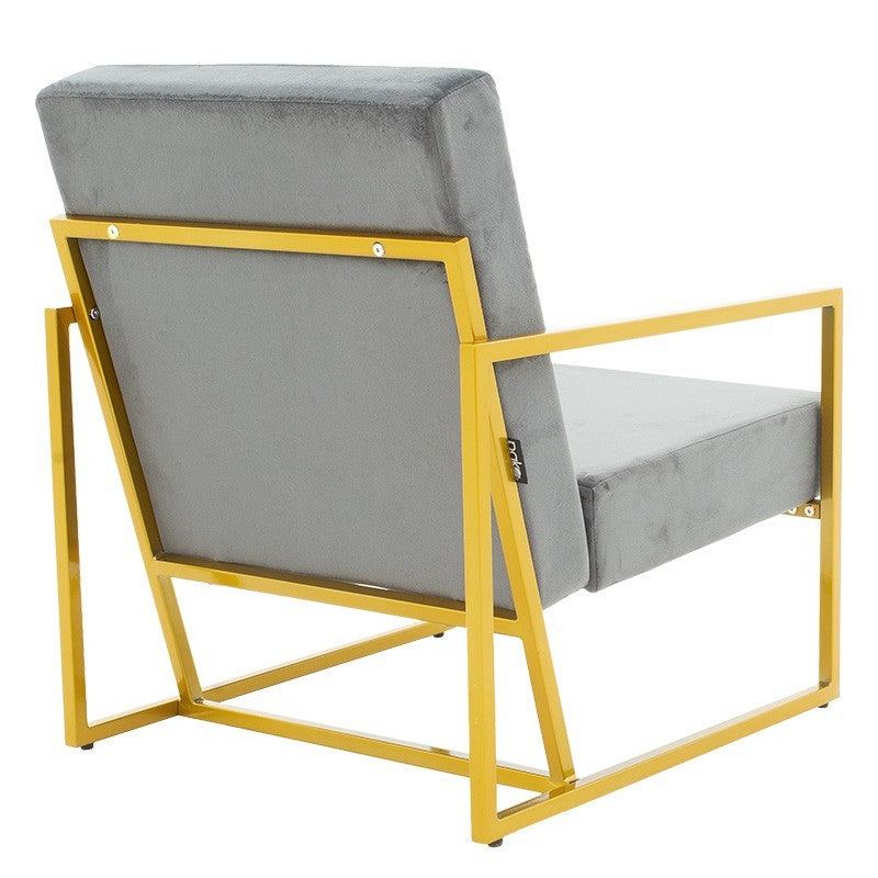 Fauteuil Evelyn velours gris foncé-doré 62x79x77cm