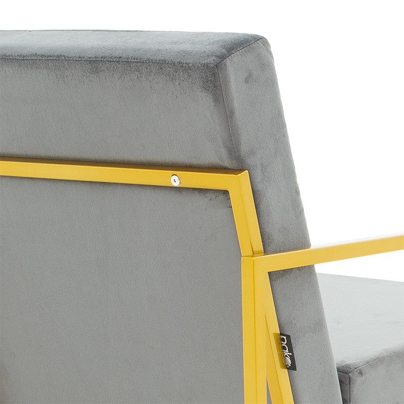 Fauteuil Evelyn velours gris foncé-doré 62x79x77cm