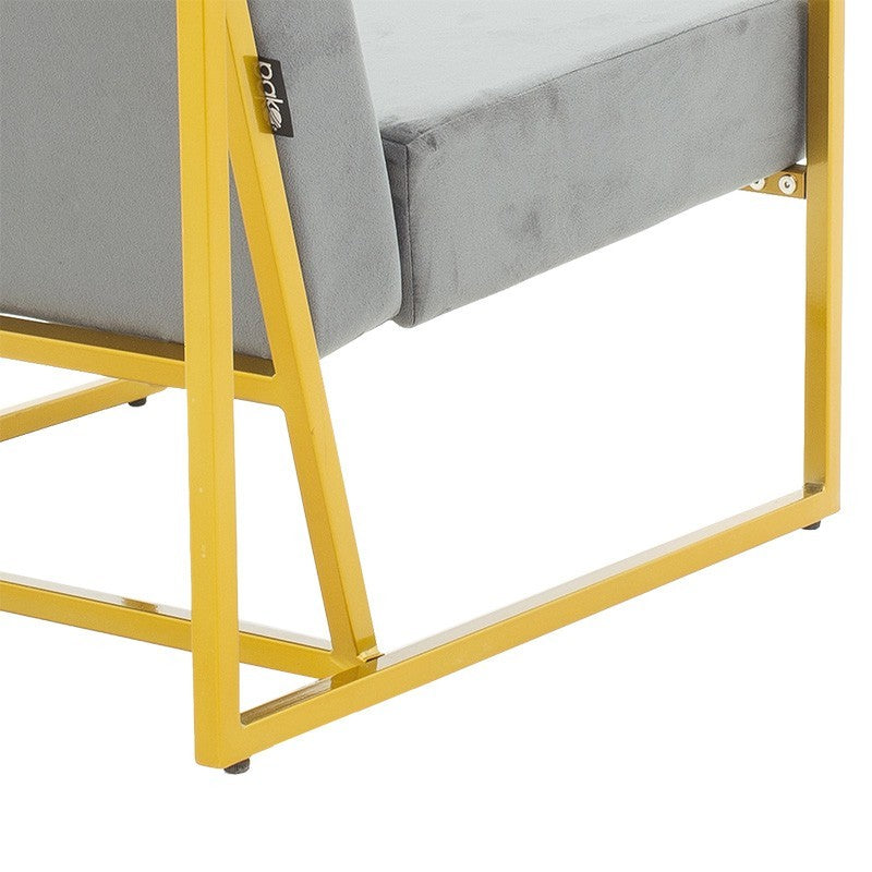 Fauteuil Evelyn velours gris foncé-doré 62x79x77cm
