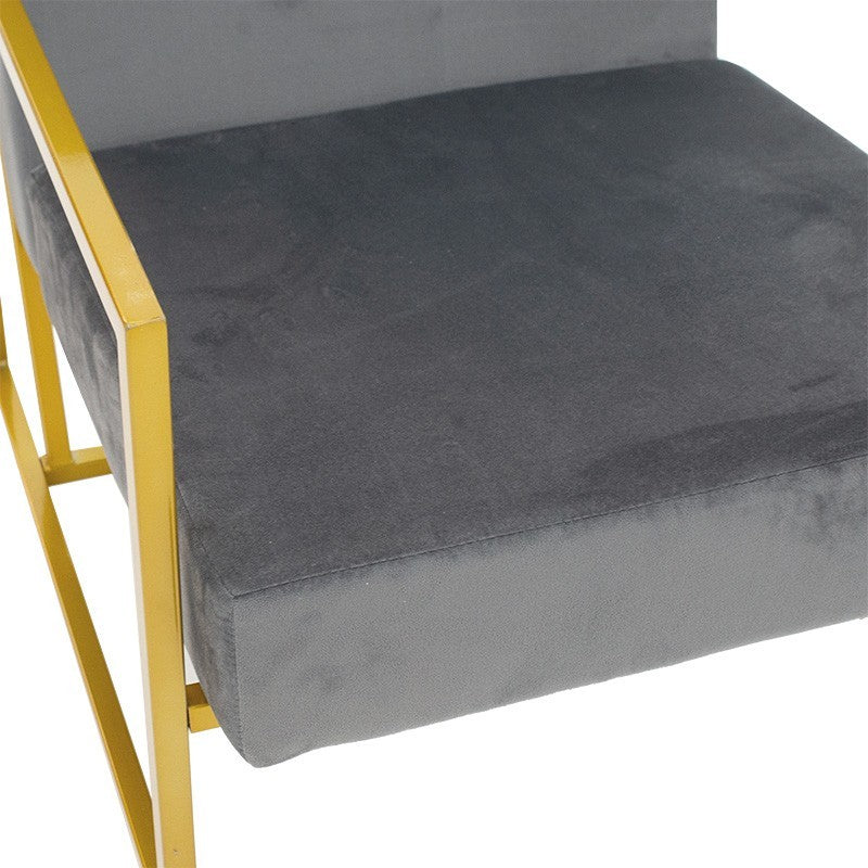Fauteuil Evelyn velours gris foncé-doré 62x79x77cm