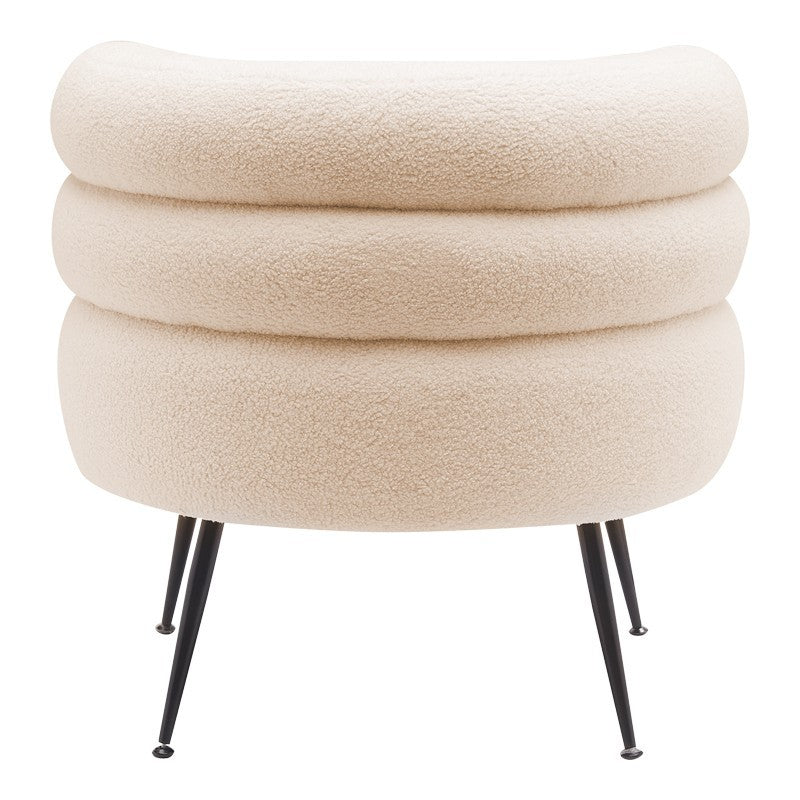 Fauteuil Gerande tissu teddy crème-pied métal noir 76x75x72cm
