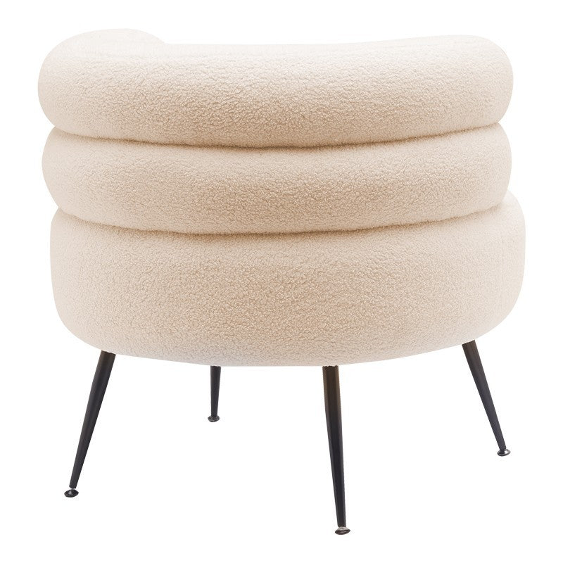 Fauteuil Gerande tissu teddy crème-pied métal noir 76x75x72cm