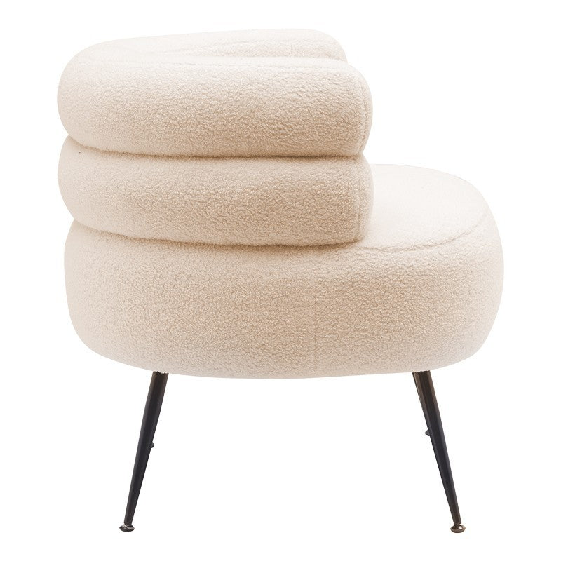 Fauteuil Gerande tissu teddy crème-pied métal noir 76x75x72cm