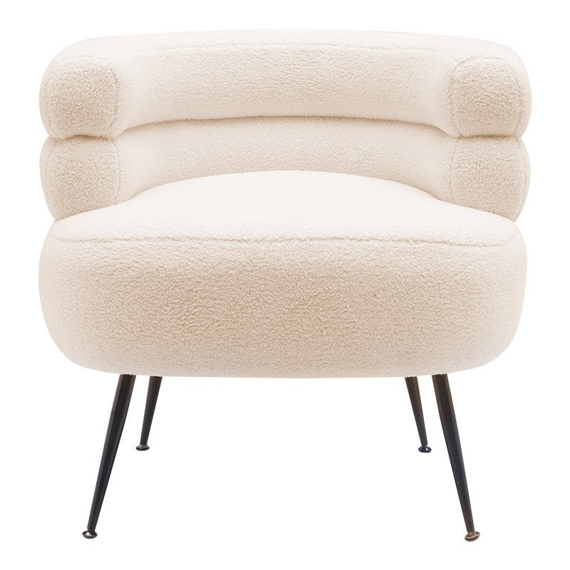 Fauteuil Gerande tissu teddy crème-pied métal noir 76x75x72cm