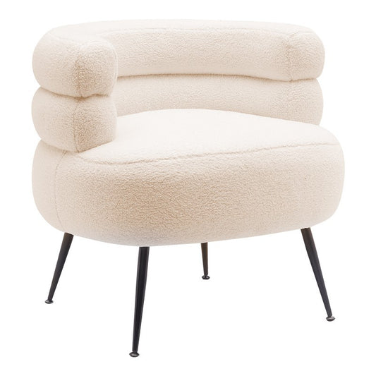 Fauteuil Gerande tissu teddy crème-pied métal noir 76x75x72cm