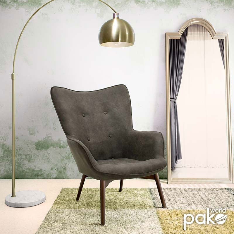 Fauteuil Kido en tissu de couleur marron foncé