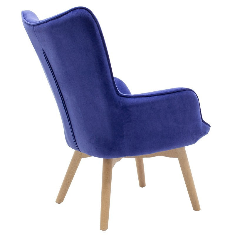 Fauteuil Kido velours couleur bleu
