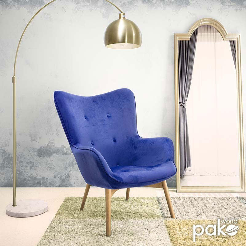 Fauteuil Kido velours couleur bleu