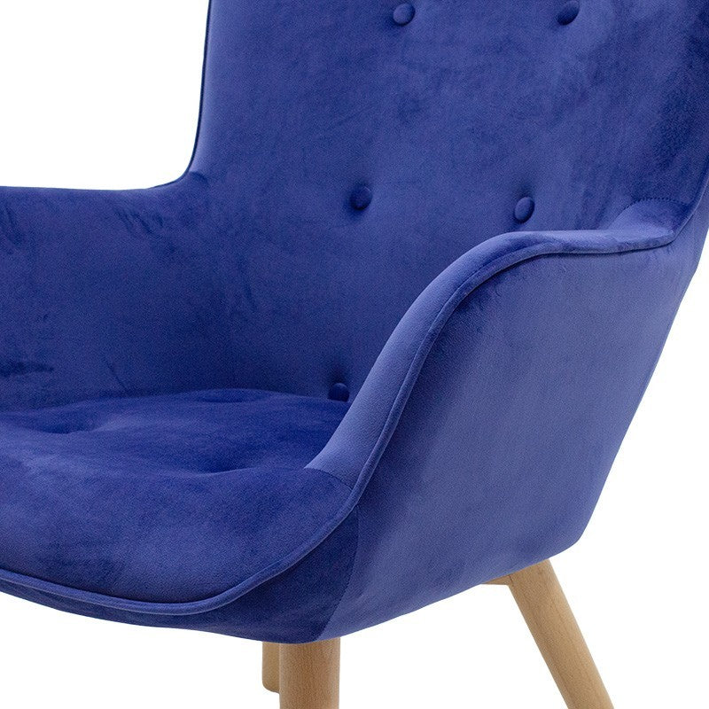 Fauteuil Kido velours couleur bleu